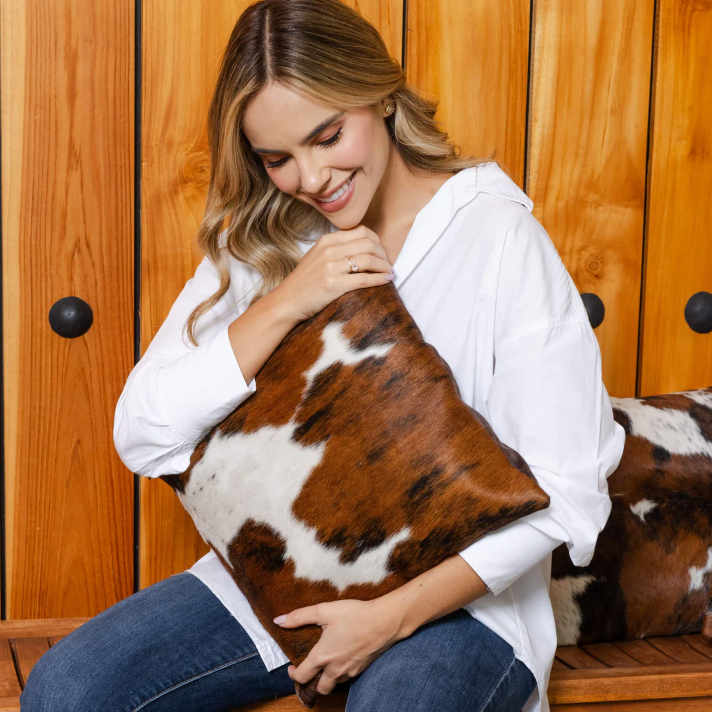 Three-toned Leather Touch Pillow