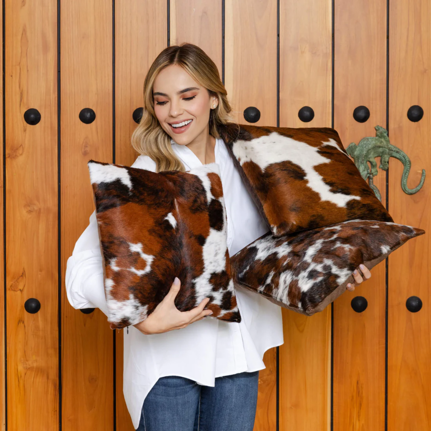 Three-toned Leather Touch Pillow