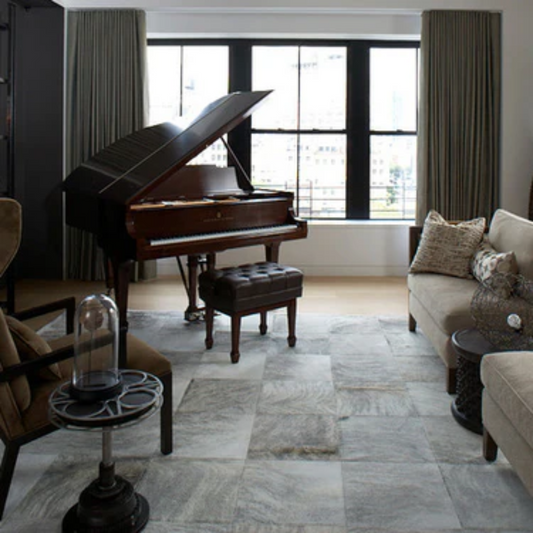 Aurora Gold on White Organic Cow Rug