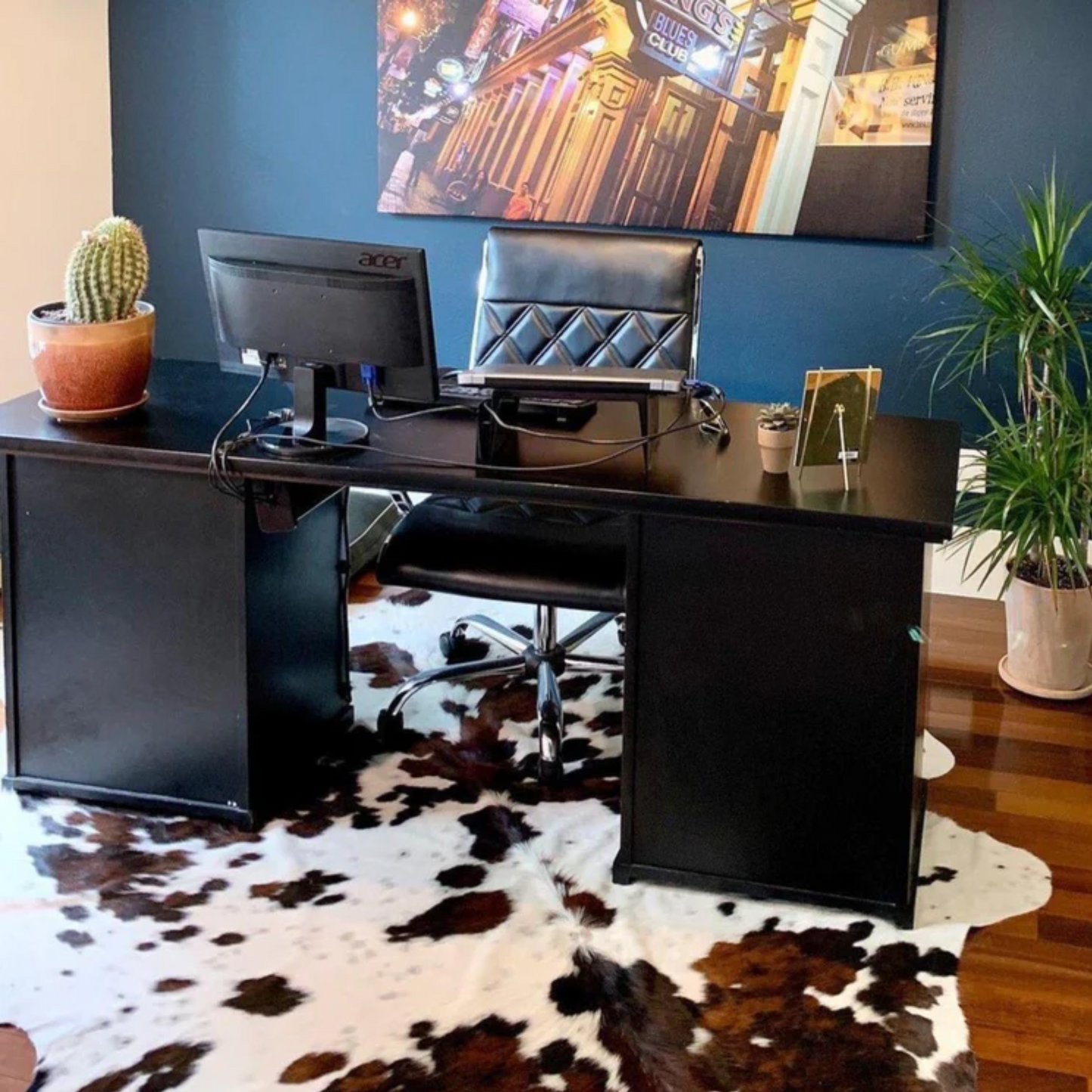 White Tri-pattern Organic Cow Rug