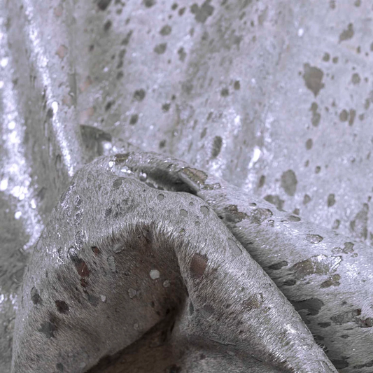 Sterling Silver on White Organic Cow Rug