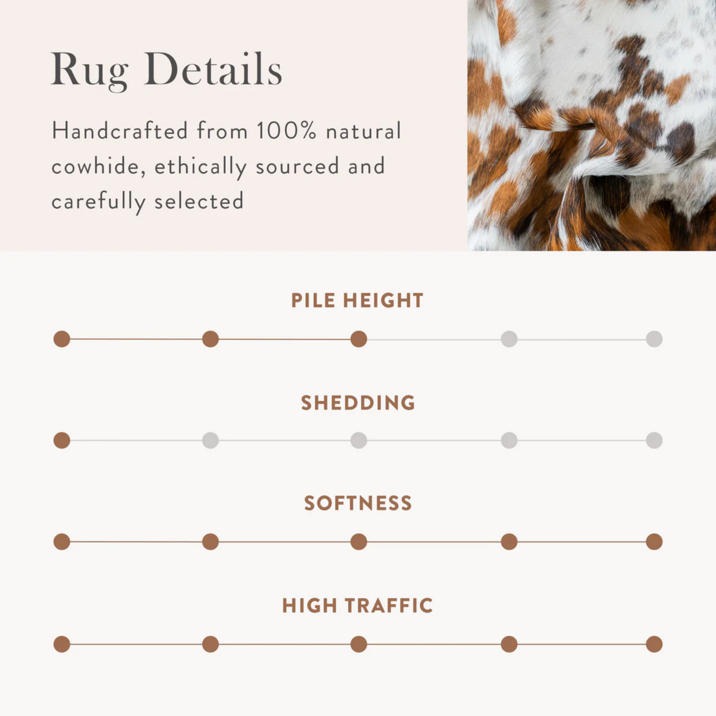 White Tri-pattern Organic Cow Rug