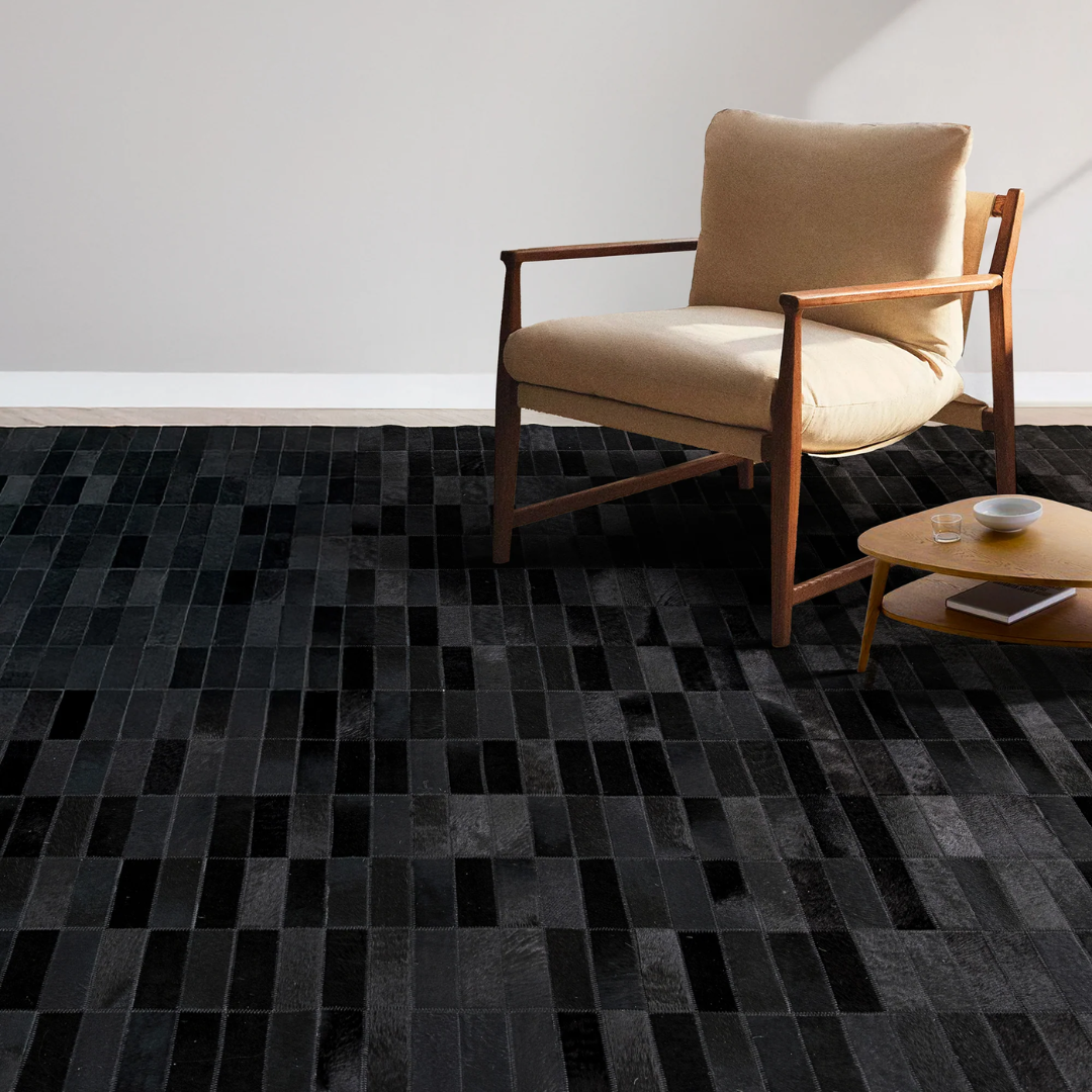 Caroline Noir Organic Cow Rug
