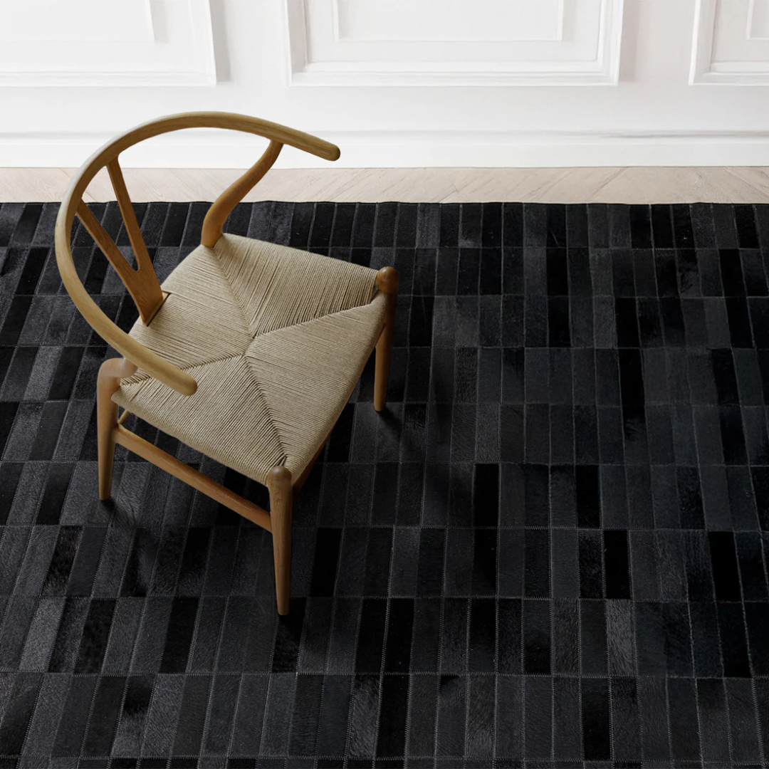Caroline Noir Organic Cow Rug